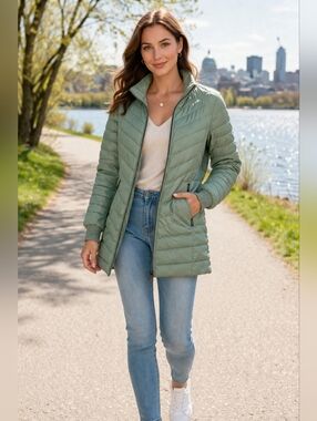 San Francisco Montréal Lightweight Puffer Jacket Sage Green Size M